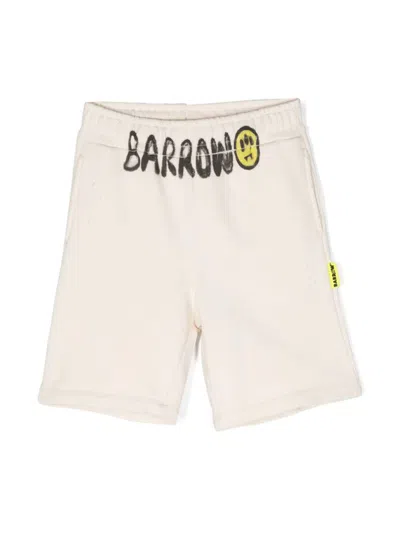 Barrow Kids' Beige Cotton Shorts With Logo In Crema