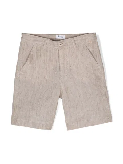 Il Gufo Kids' Boys Beige Linen Shorts In Brown