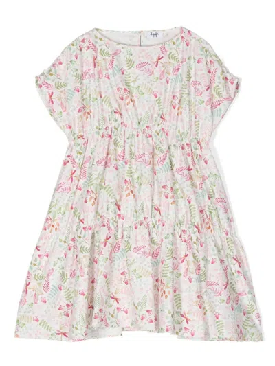 Il Gufo Kids' Floral-print Cotton Dress In White