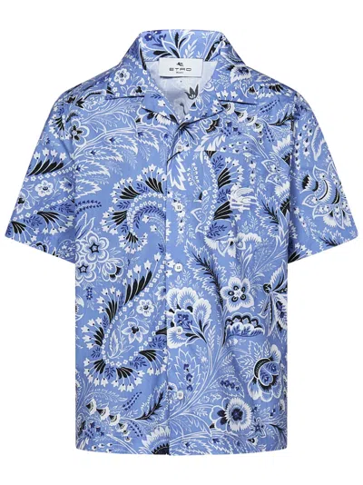 Etro Kids' Paisley-print Cotton Shirt In Light Blue