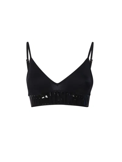 Moschino Logo Underband Bikini Top In Black