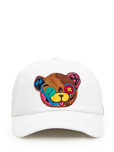 Barrow Teddy Bear-embroidered Cotton Cap In White