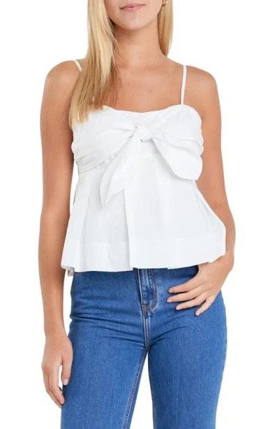 English Factory Front Bow Peplum Top In Ivory