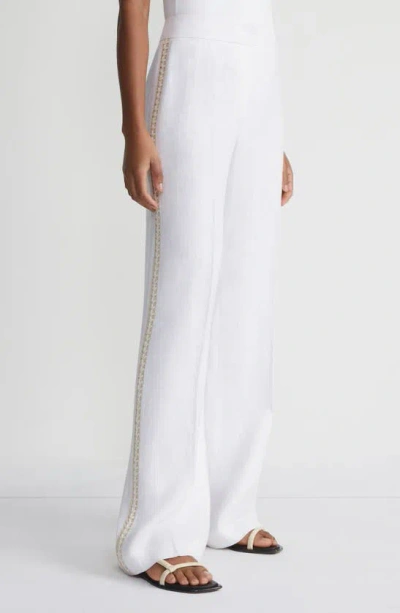 Lafayette 148 Sullivan Straight-leg Crochet-trim Trousers In White