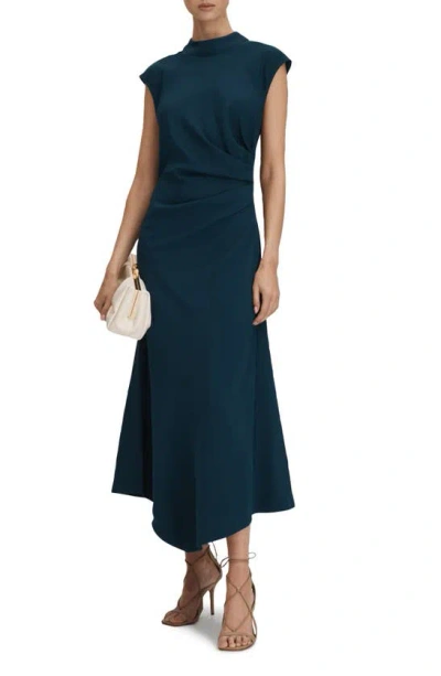 Reiss Jessa - Teal Ruched Midi Dress, Us 0