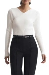 Reiss Heidi - Ivory Knitted Wrap Long Sleeve Top, S