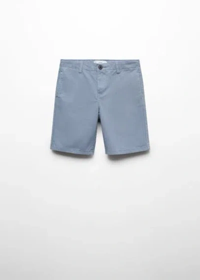 Mango Kids' Slim Fit Chino Cotton Bermuda Shorts Blue