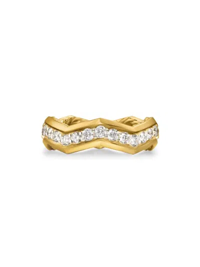 David Yurman Women's Zig Zag Stax Ring In 18k Yellow Gold In Diamond