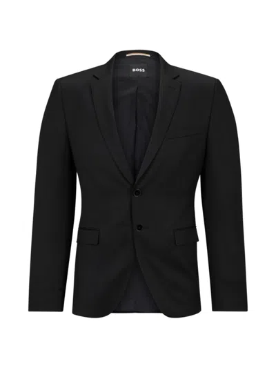 Hugo Boss Single-breasted Jacket In Virgin-wool Serge In Black