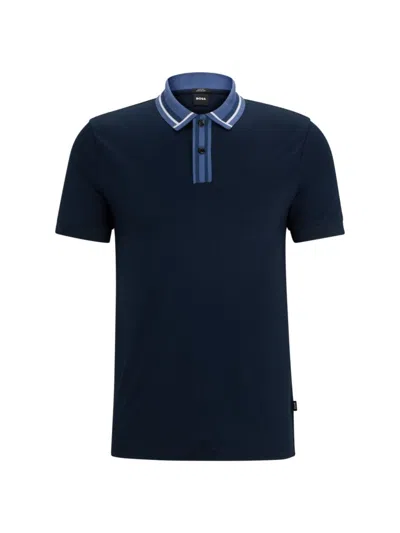 Hugo Boss Men's Mercerized-cotton Polo T-shirt In Dark Blue