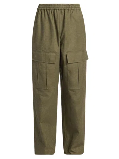 Acne Studios Khaki Embroidered Cargo Trousers In Olive Green