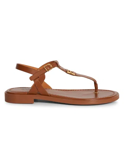 Chloé Marcie Leather Flat Thong Sandals In Brown