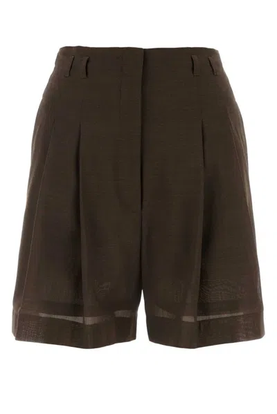 Philosophy Di Lorenzo Serafini Pleated Straight Hem Tailored Shorts In Brown