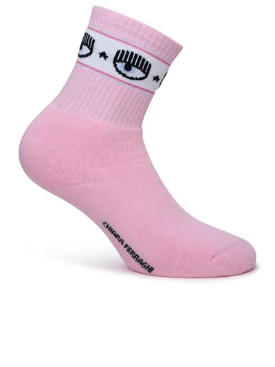 Chiara Ferragni Eyelike Intarsia Knit Socks In Pink