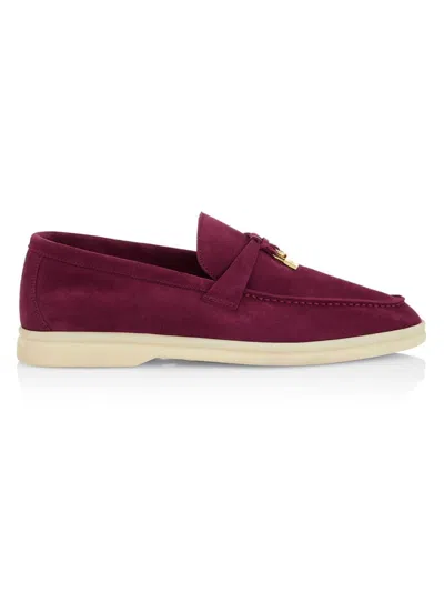 Loro Piana Dot Sole Suede Moccasins In Prune_sauvage