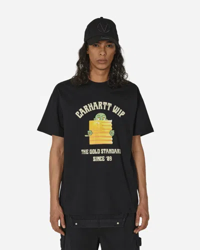 Carhartt Wip Mens Black Gold Graphic-print Organic-cotton T-shirt