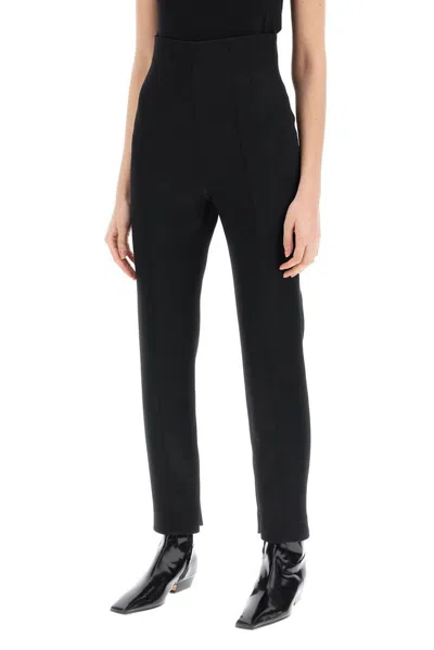 Khaite High Waisted Cropped Trousers In Black