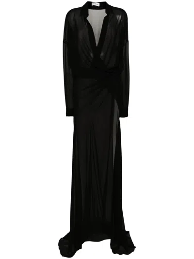 Monot Cami Wrap-effect Chiffon Maxi Dress In Black