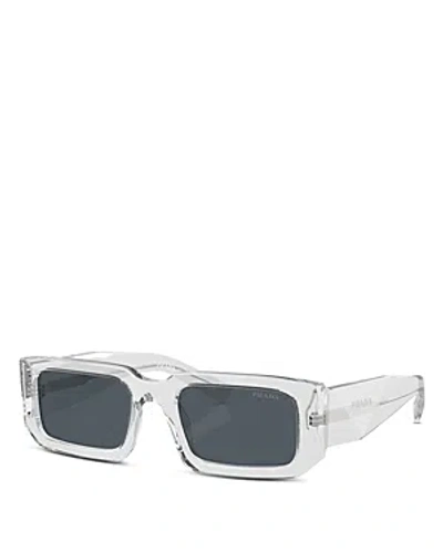 Prada 53mm Rectangular Sunglasses In Transparent Grey Blue