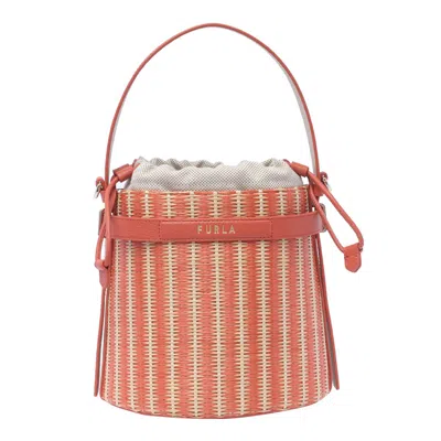 Furla Raffia Bucket Bag In Orange