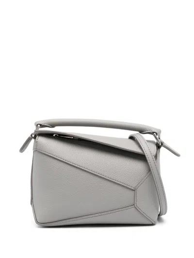 Loewe Puzzle Edge Leather Mini Bag In Grey