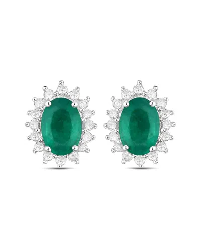 Diana M. Fine Jewelry 14k 1.86 Ct. Tw. Diamond & Emerald Studs In Green