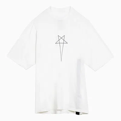 Rick Owens Drkshdw Drkshdw Milk-white Over T-shirt With Print