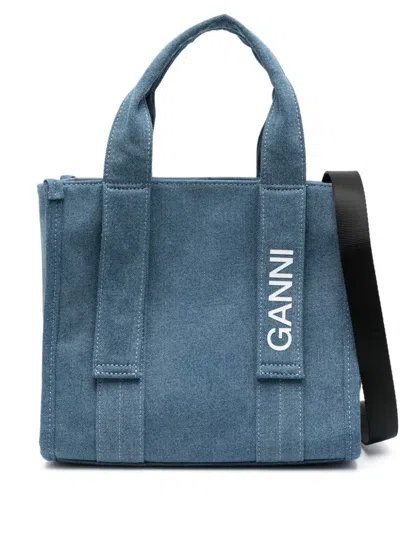 Ganni Bag With Logo In Blue