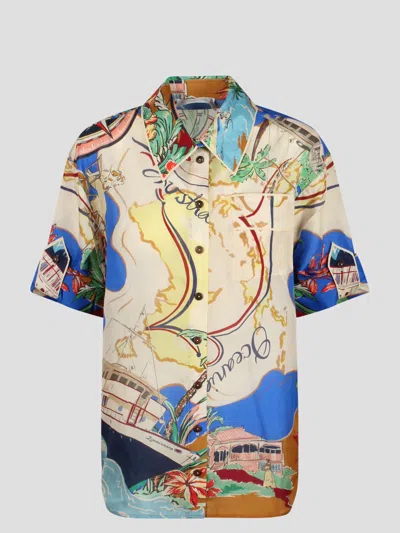 Zimmermann Alight Short Sleeve Shirt In Multicolor