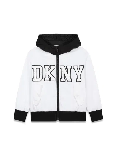 Dkny Kids' Logo-print Hooded Jacket In White