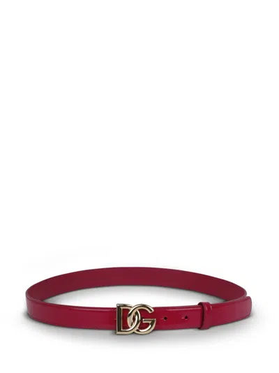 Dolce & Gabbana Logo-buckle Leather Belt In Red