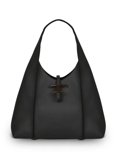 Tod's Small Hobo Leather Bag In Black