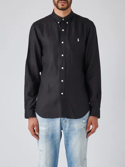 Polo Ralph Lauren Long Sleeve Sport Shirt Shirt In Nero