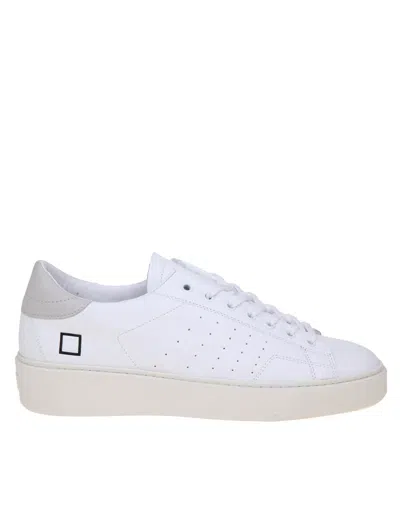 D.a.t.e. Levante Calf Leather Sneakers With Laces In Bianco-beige