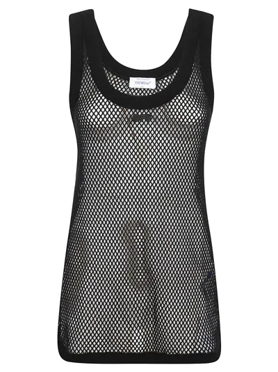 Off-white Net Tank Top In Black Black