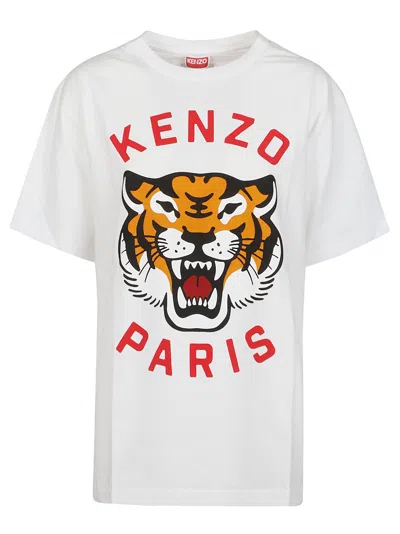 Kenzo Lucky Tiger Oversize T-shirt In Blanc Casse