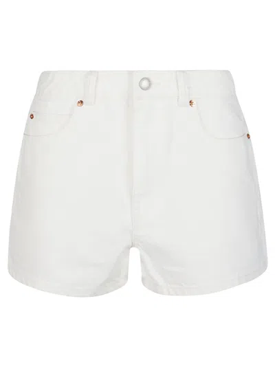 Alexander Wang High Rise Logo Cut Out Embroidery Short In Vintage White