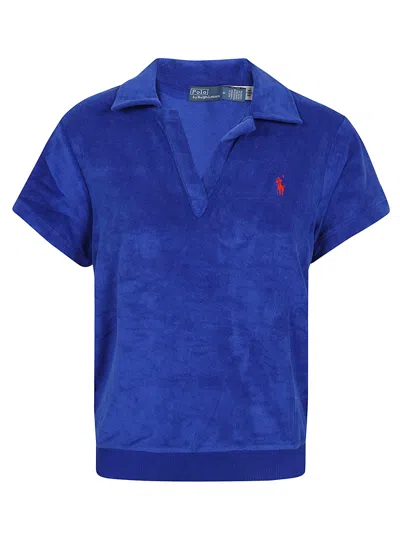 Polo Ralph Lauren Terry Polo-short Sleeve-polo Shirt In Heritage Royal