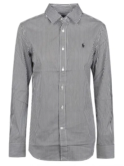 Polo Ralph Lauren Long Sleeve Button Front Shirt In White/polo Black