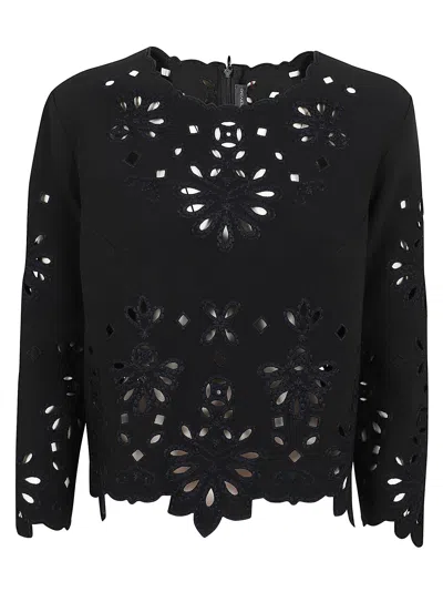 Ermanno Scervino Embroidered Cut-out Blouse In Black