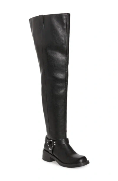 Azalea Wang Glastonbury Water Resistant Knee High Moto Boot In Black