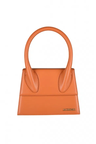 Jacquemus Luxury Handbag    Le Grand Chiquito Bag In Orange Leather 2022