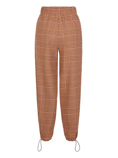 Nocturne Plaid Jogger Pants In Brown