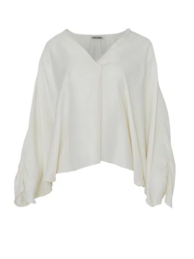 Nocturne Batwing Sleeve V-neck Top In White