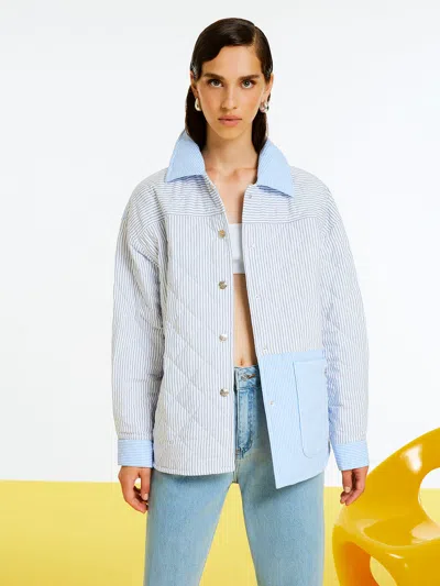 Nocturne Quilted Oversized Shirt Jacket In Blue