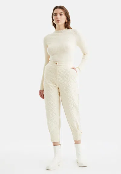Nocturne Quilted Jogging Pants In Beige
