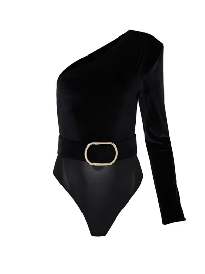 Nocturne Single Shoulder Bodysuit In Black