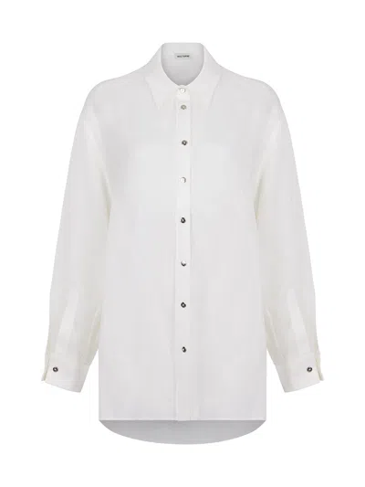 Nocturne Oversized Linen Shirt In White