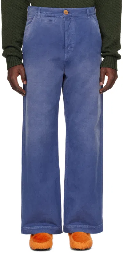 Marni Overdyed Trousers In Ocb50 Iris Blue