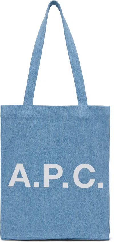 A.p.c. Denim Lou Tote Bag With In Blue